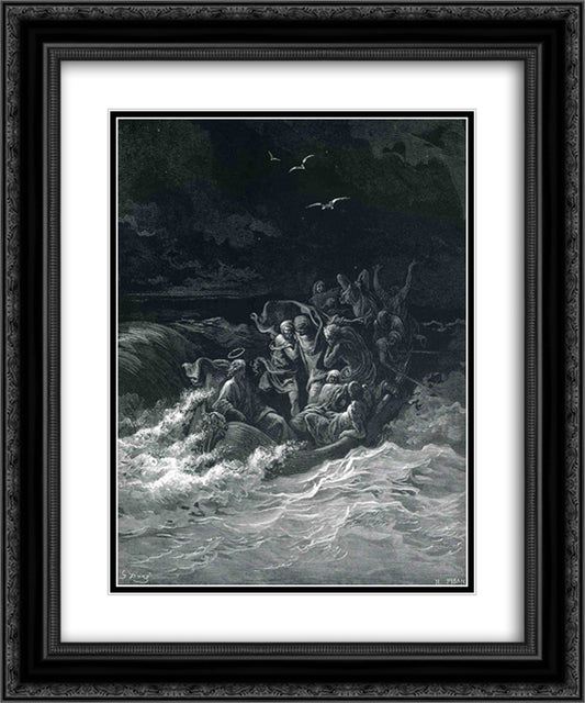 Abishai Saves David's Life 20x24 Black Ornate Wood Framed Art Print Poster with Double Matting by Dore, Gustave