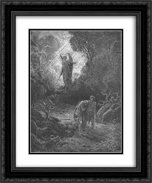 Adam and Eve Are Driven out of Eden 20x24 Black Ornate Wood Framed Art Print Poster with Double Matting by Dore, Gustave