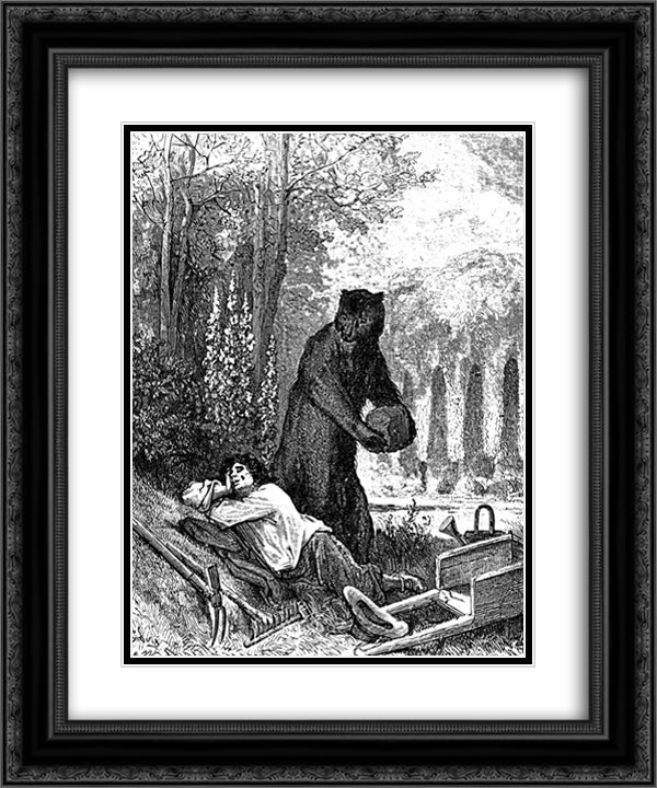 Amateur From Garden 20x24 Black Ornate Wood Framed Art Print Poster with Double Matting by Dore, Gustave