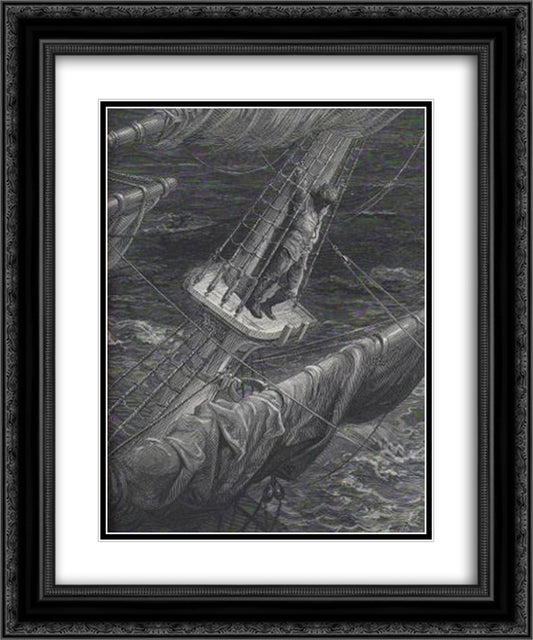 Ancient Mariner 20x24 Black Ornate Wood Framed Art Print Poster with Double Matting by Dore, Gustave