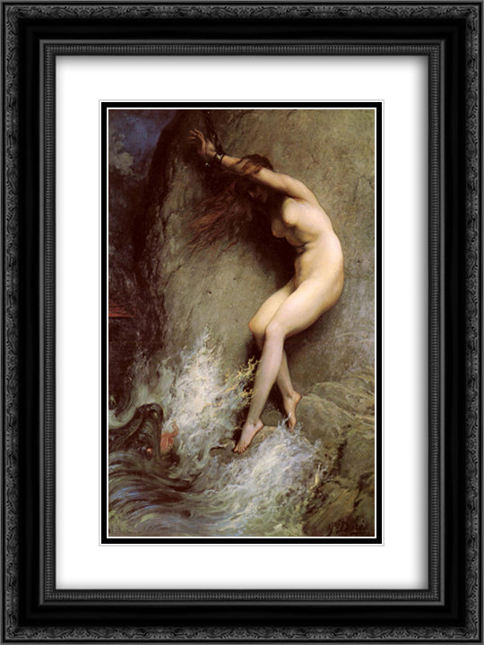 Andromeda 18x24 Black Ornate Wood Framed Art Print Poster with Double Matting by Dore, Gustave