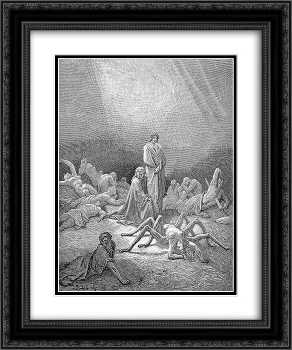 Arachne 20x24 Black Ornate Wood Framed Art Print Poster with Double Matting by Dore, Gustave