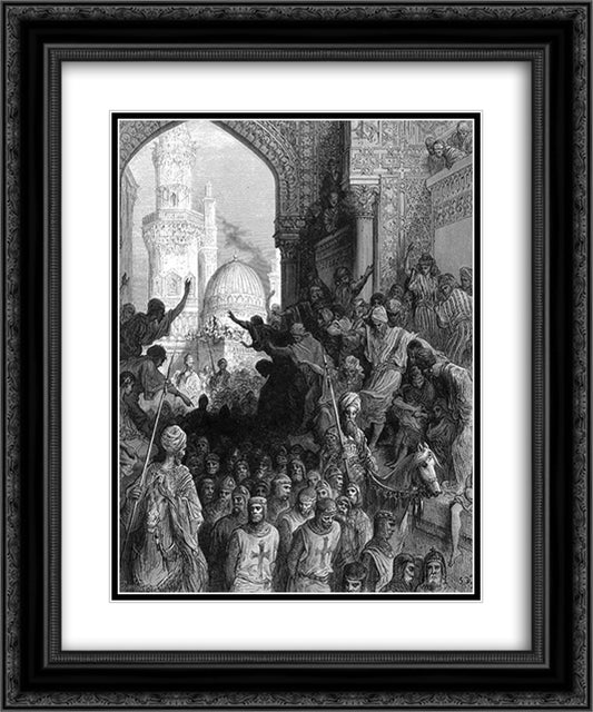 Arrival at Cairo of Prisoners of Minich 20x24 Black Ornate Wood Framed Art Print Poster with Double Matting by Dore, Gustave