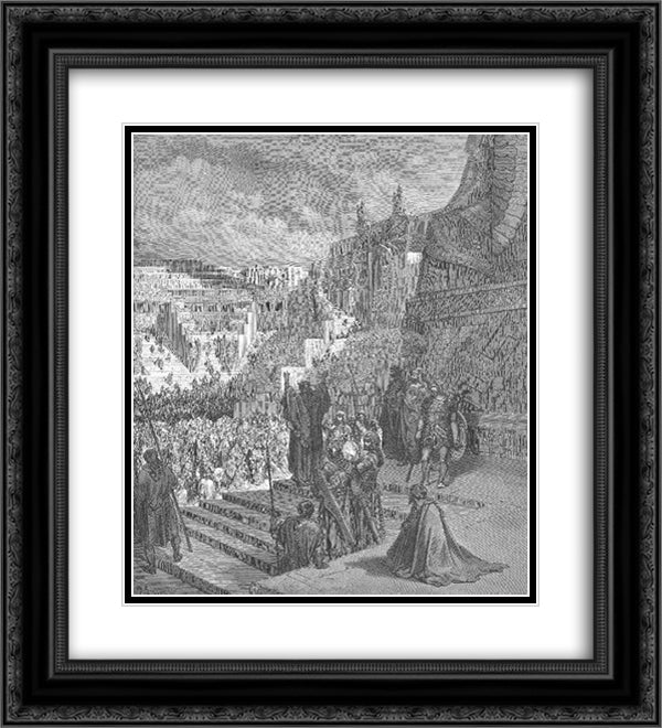 Artaxerxes Granting Liberty to the Jews 20x22 Black Ornate Wood Framed Art Print Poster with Double Matting by Dore, Gustave