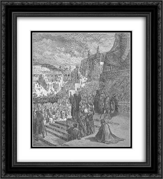 Artaxerxes Granting Liberty to the Jews 20x22 Black Ornate Wood Framed Art Print Poster with Double Matting by Dore, Gustave