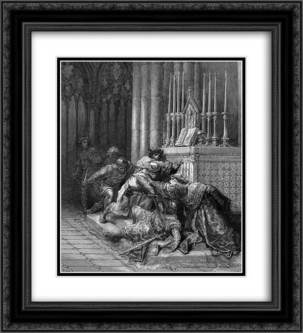 Assassination of Henry of Germany 20x22 Black Ornate Wood Framed Art Print Poster with Double Matting by Dore, Gustave