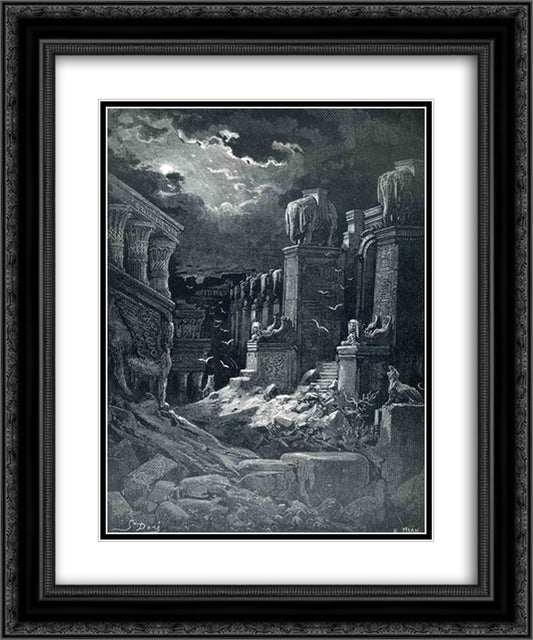 Babylon Fallen 20x24 Black Ornate Wood Framed Art Print Poster with Double Matting by Dore, Gustave