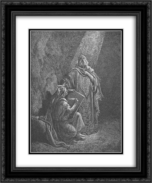 Baruch Writes Jeremiah's Prophecies 20x24 Black Ornate Wood Framed Art Print Poster with Double Matting by Dore, Gustave