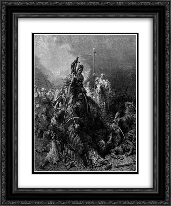 Battle of Antioch 20x24 Black Ornate Wood Framed Art Print Poster with Double Matting by Dore, Gustave