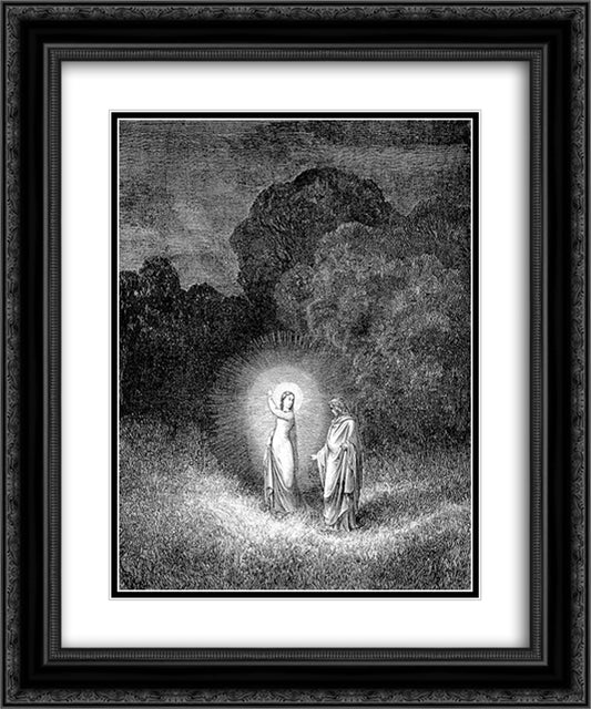 Beatrice & Virgil 20x24 Black Ornate Wood Framed Art Print Poster with Double Matting by Dore, Gustave