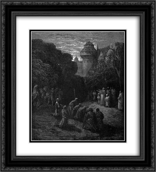 Benediction 20x22 Black Ornate Wood Framed Art Print Poster with Double Matting by Dore, Gustave