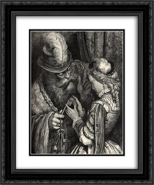 Bluebeard 20x24 Black Ornate Wood Framed Art Print Poster with Double Matting by Dore, Gustave