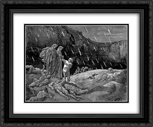 Brunetto Latini 24x20 Black Ornate Wood Framed Art Print Poster with Double Matting by Dore, Gustave