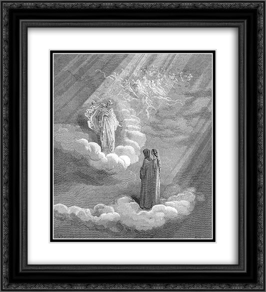 Cacciaguida 20x22 Black Ornate Wood Framed Art Print Poster with Double Matting by Dore, Gustave