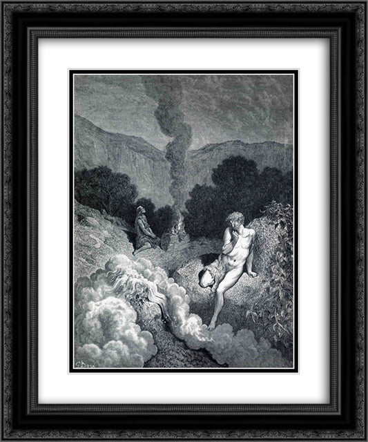 Cain and Abel Offering their Sacrifices 20x24 Black Ornate Wood Framed Art Print Poster with Double Matting by Dore, Gustave