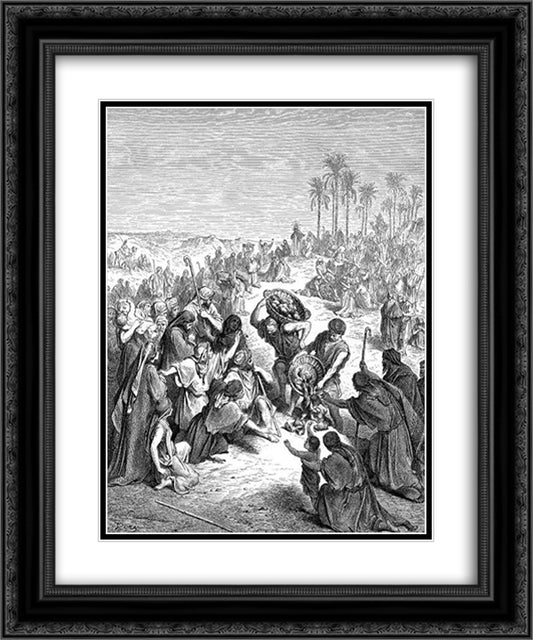 Christ Feeding The Multitude 20x24 Black Ornate Wood Framed Art Print Poster with Double Matting by Dore, Gustave