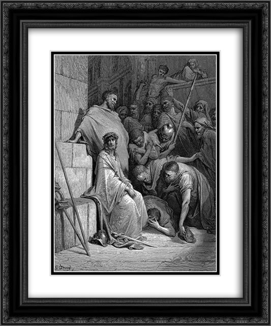 Christ Mocked 20x24 Black Ornate Wood Framed Art Print Poster with Double Matting by Dore, Gustave