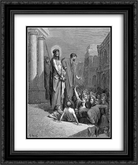 Christ Presented To The People 20x24 Black Ornate Wood Framed Art Print Poster with Double Matting by Dore, Gustave