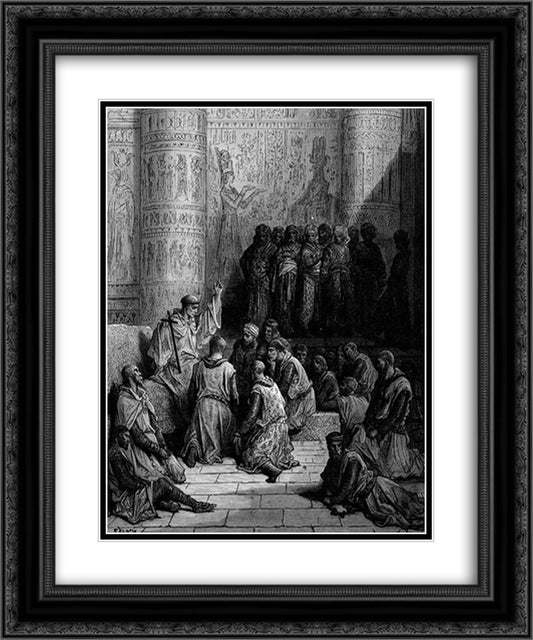 Christian Cavaliers Captive at Cairo 20x24 Black Ornate Wood Framed Art Print Poster with Double Matting by Dore, Gustave