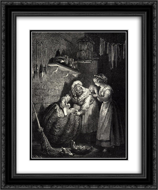 Cinderella 20x24 Black Ornate Wood Framed Art Print Poster with Double Matting by Dore, Gustave