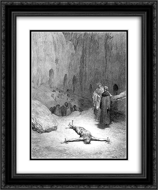 Crucified man 20x24 Black Ornate Wood Framed Art Print Poster with Double Matting by Dore, Gustave