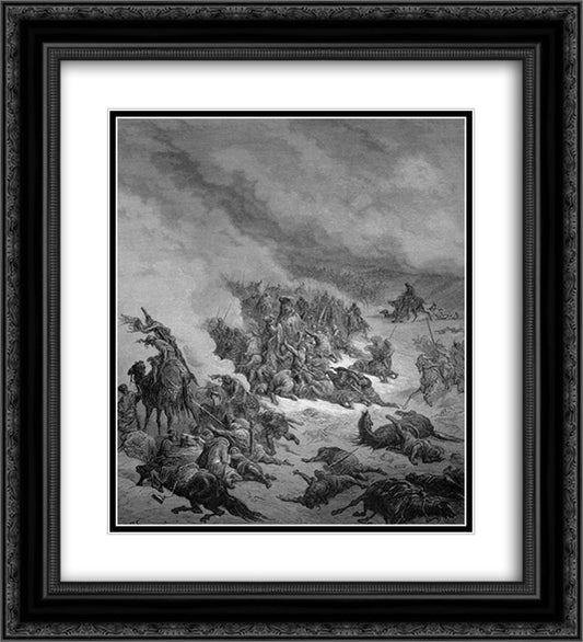 Crusade against the moors of Granada 20x22 Black Ornate Wood Framed Art Print Poster with Double Matting by Dore, Gustave