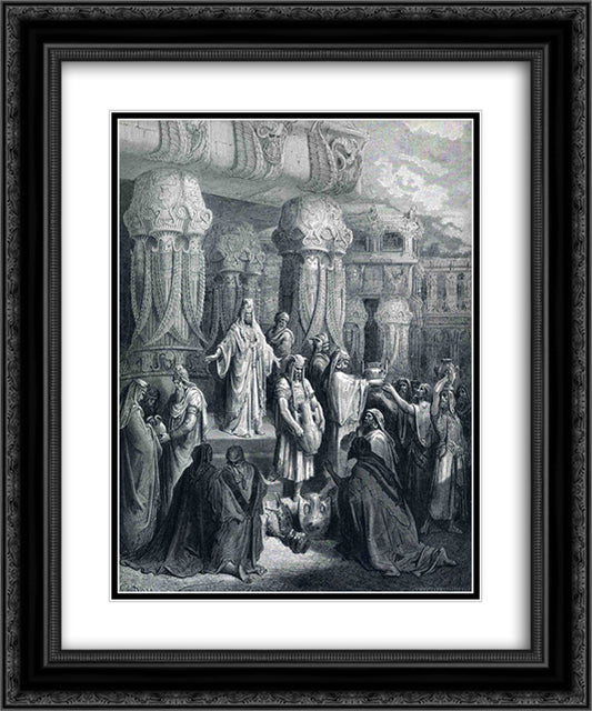 Cyrus Restores the Vessels of the Temple 20x24 Black Ornate Wood Framed Art Print Poster with Double Matting by Dore, Gustave