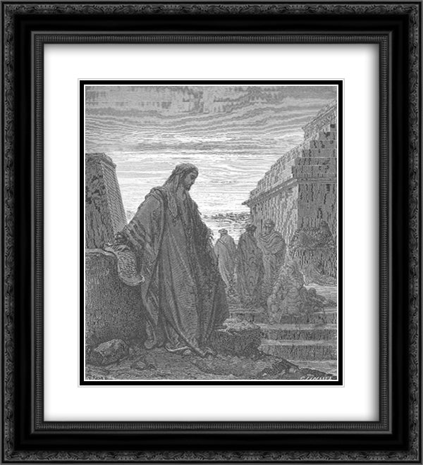 Daniel among the Exiles 20x22 Black Ornate Wood Framed Art Print Poster with Double Matting by Dore, Gustave