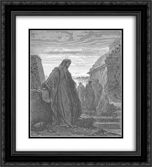 Daniel among the Exiles 20x22 Black Ornate Wood Framed Art Print Poster with Double Matting by Dore, Gustave