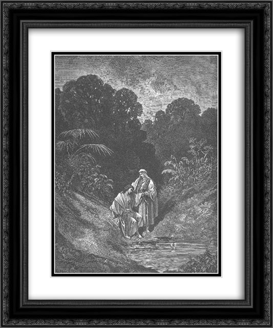 David and Jonathan 20x24 Black Ornate Wood Framed Art Print Poster with Double Matting by Dore, Gustave