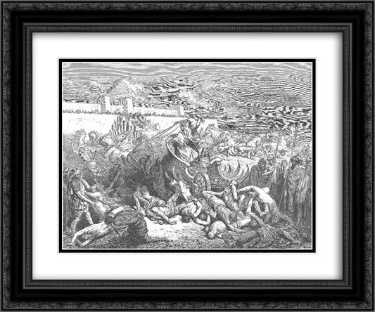 David Attacks the Ammonites 24x20 Black Ornate Wood Framed Art Print Poster with Double Matting by Dore, Gustave
