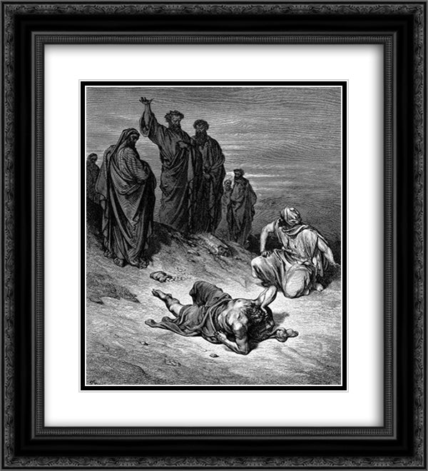 Death Of Ananias 20x22 Black Ornate Wood Framed Art Print Poster with Double Matting by Dore, Gustave