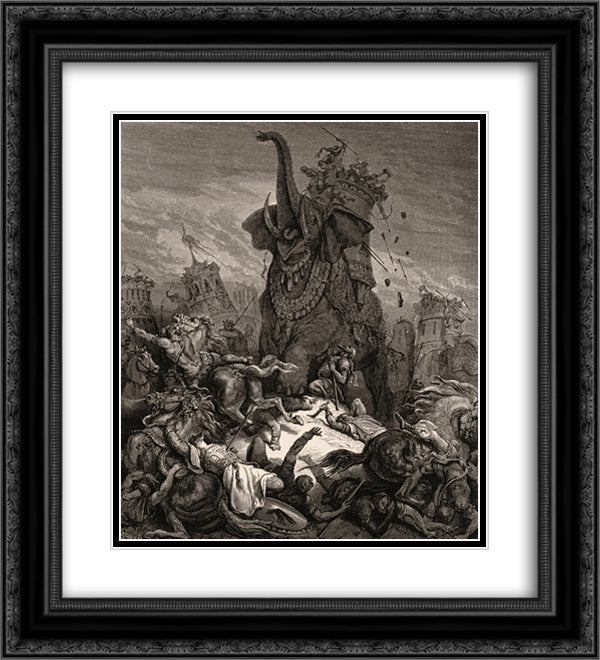 Death of Eleazer 20x22 Black Ornate Wood Framed Art Print Poster with Double Matting by Dore, Gustave
