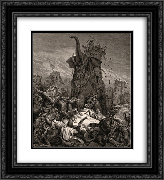 Death of Eleazer 20x22 Black Ornate Wood Framed Art Print Poster with Double Matting by Dore, Gustave