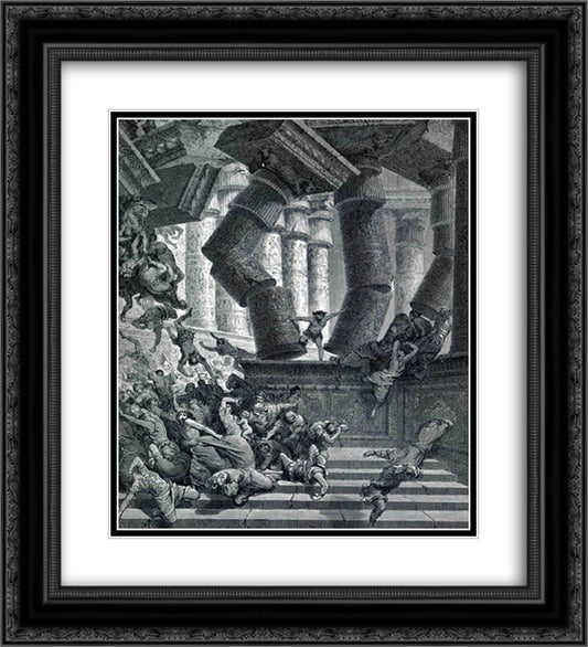 Death of Samson 20x22 Black Ornate Wood Framed Art Print Poster with Double Matting by Dore, Gustave