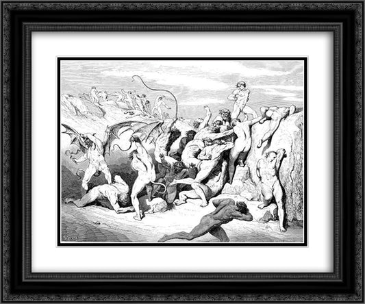 Devils and Seducers 24x20 Black Ornate Wood Framed Art Print Poster with Double Matting by Dore, Gustave