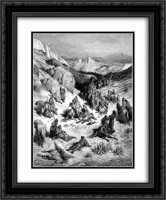 Dispersion of the Syrian Army by a Sand Storm 20x24 Black Ornate Wood Framed Art Print Poster with Double Matting by Dore, Gustave