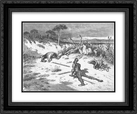 Don Quixote's Moralising on Ingratitude 24x20 Black Ornate Wood Framed Art Print Poster with Double Matting by Dore, Gustave
