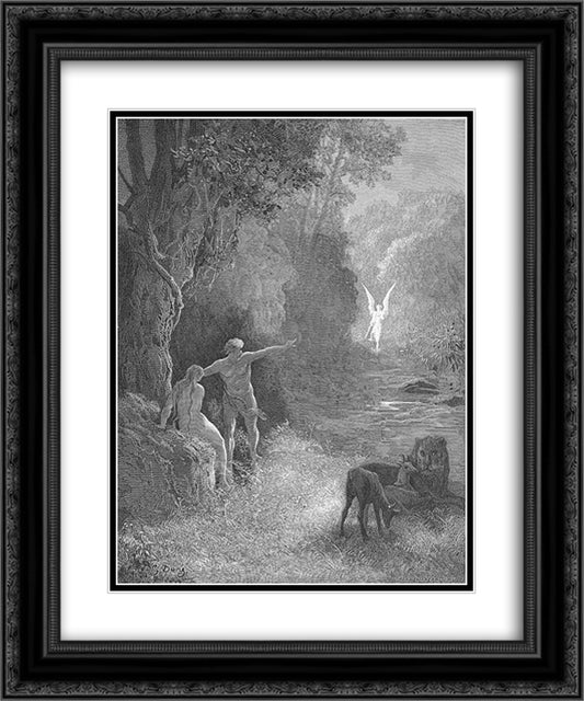 Eastward amoung those trees, what glorious shape Comes this way moving 20x24 Black Ornate Wood Framed Art Print Poster with Double Matting by Dore, Gustave