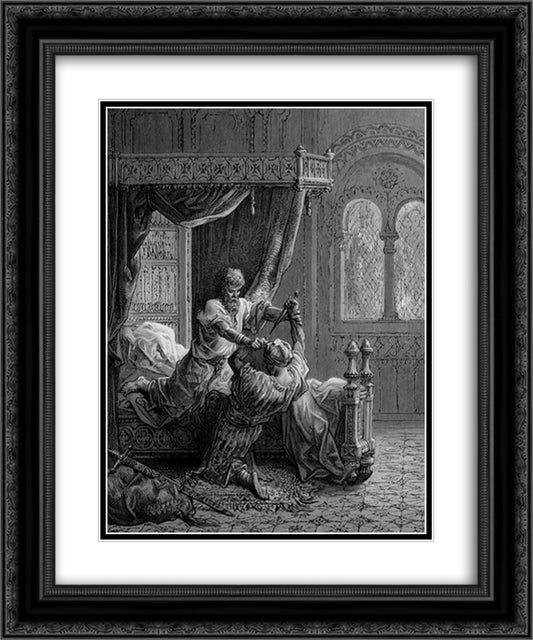 Edward I of England kills his would be assassin in June 1272 20x24 Black Ornate Wood Framed Art Print Poster with Double Matting by Dore, Gustave