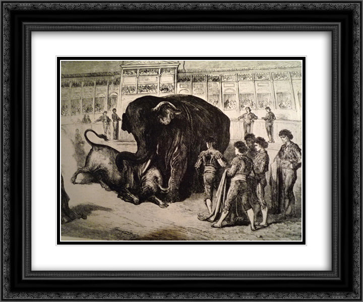 Elephant 24x20 Black Ornate Wood Framed Art Print Poster with Double Matting by Dore, Gustave