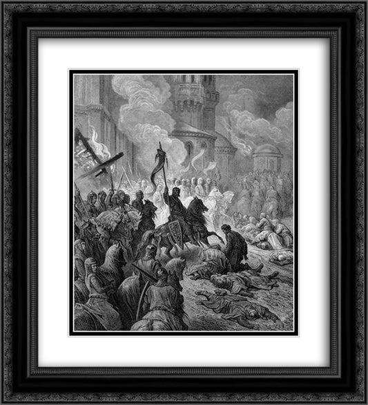 Entry of the Crusaders in Constantinople in 1204 20x22 Black Ornate Wood Framed Art Print Poster with Double Matting by Dore, Gustave