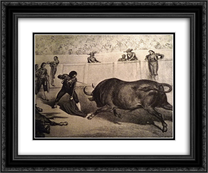 Estocade 24x20 Black Ornate Wood Framed Art Print Poster with Double Matting by Dore, Gustave