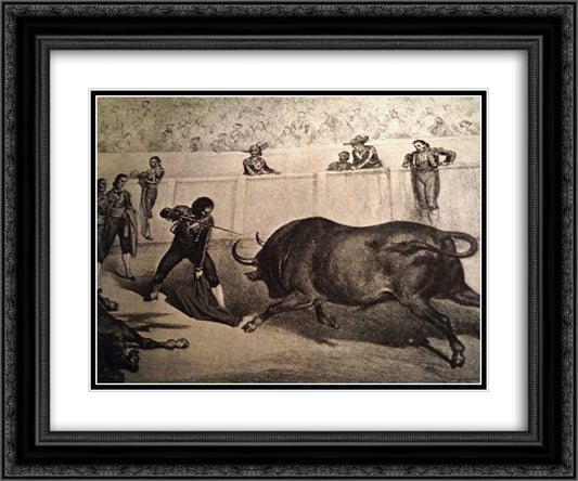 Estocade 24x20 Black Ornate Wood Framed Art Print Poster with Double Matting by Dore, Gustave
