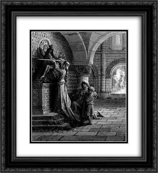 For the Defense of Christ 20x22 Black Ornate Wood Framed Art Print Poster with Double Matting by Dore, Gustave