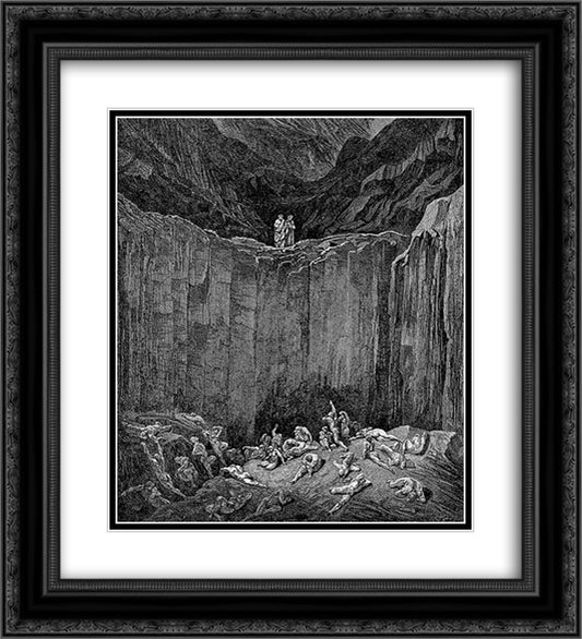 Forgers 20x22 Black Ornate Wood Framed Art Print Poster with Double Matting by Dore, Gustave