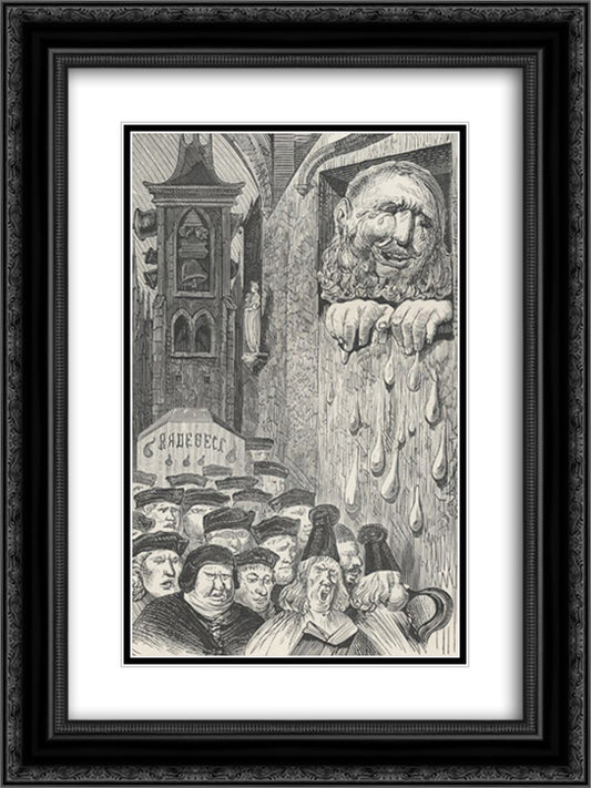 Frontispiece of all five books of Gargantua and Pantagruel 18x24 Black Ornate Wood Framed Art Print Poster with Double Matting by Dore, Gustave