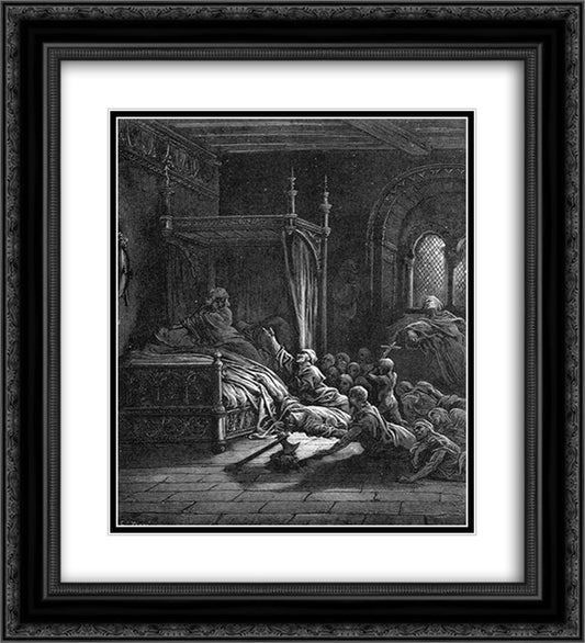 Fulk-Nerra Assailed by the Phantoms of His Victims 20x22 Black Ornate Wood Framed Art Print Poster with Double Matting by Dore, Gustave