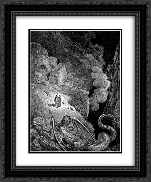 Geryon--Symbol of Deceit 20x24 Black Ornate Wood Framed Art Print Poster with Double Matting by Dore, Gustave