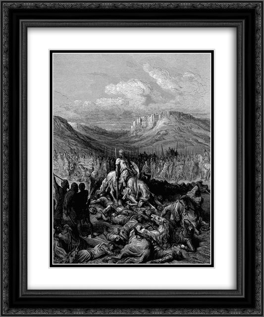 Glorious death of Jacques de Maille Marshal of the temple 20x24 Black Ornate Wood Framed Art Print Poster with Double Matting by Dore, Gustave